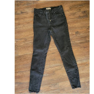 Black Madewell Skinny Jeans Frayed Edge 9" High Rise Skinny